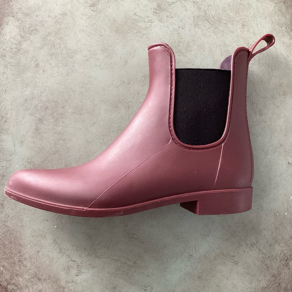 J. Crew Dark Burgundy Matte Chelsea Rain Boots Size 7